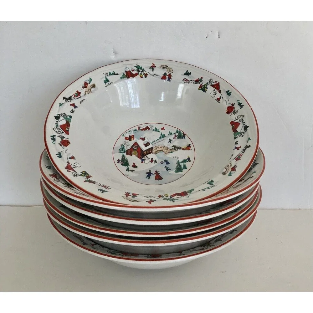 Farberware White Christmas 95 Bowl Ceral Soup Salad 7